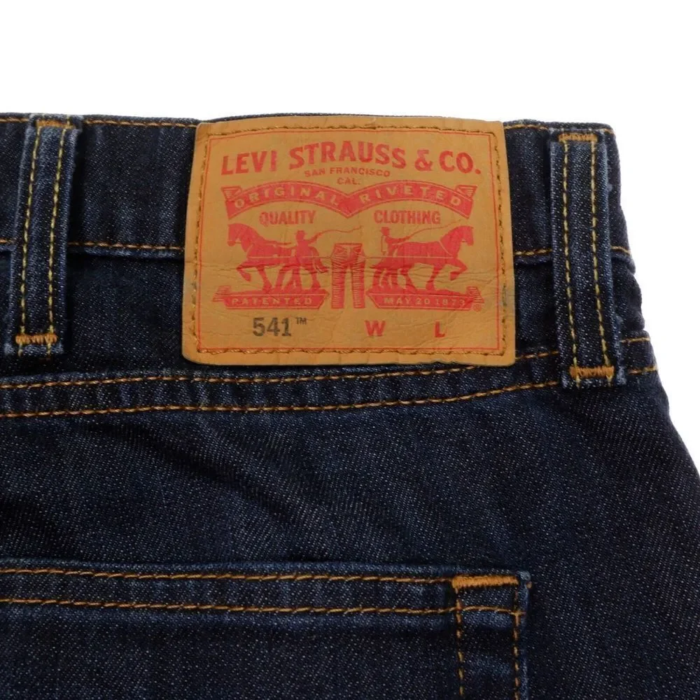 Levis Mens 541 Straight Leg Jeans Measure 44x26.5 Dark Blue Denim Stretch Hemmed
